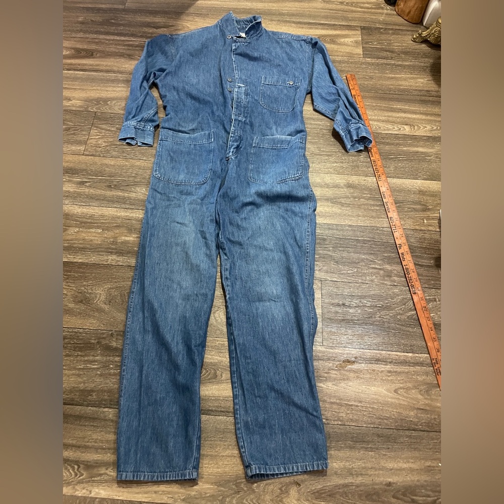 Vintage Calvin Klein Sport Denim Jumpsuit Small 90s Blue Utility Coverall - Picture 7 of 11